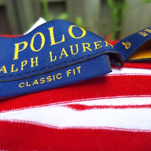 Ralph Lauren Polo Stripped Tee RedWhite NWT L/M - Picture 7 of 8